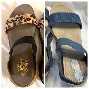 Two pair of Hocus Pocus Blue and leopard Wedge Sandals • size 8